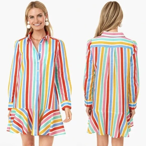 Tuckernuck Dresses & Skirts - Tuckernuck Callahan Rainbow Stripe Shirtdress in Multi Color, size S